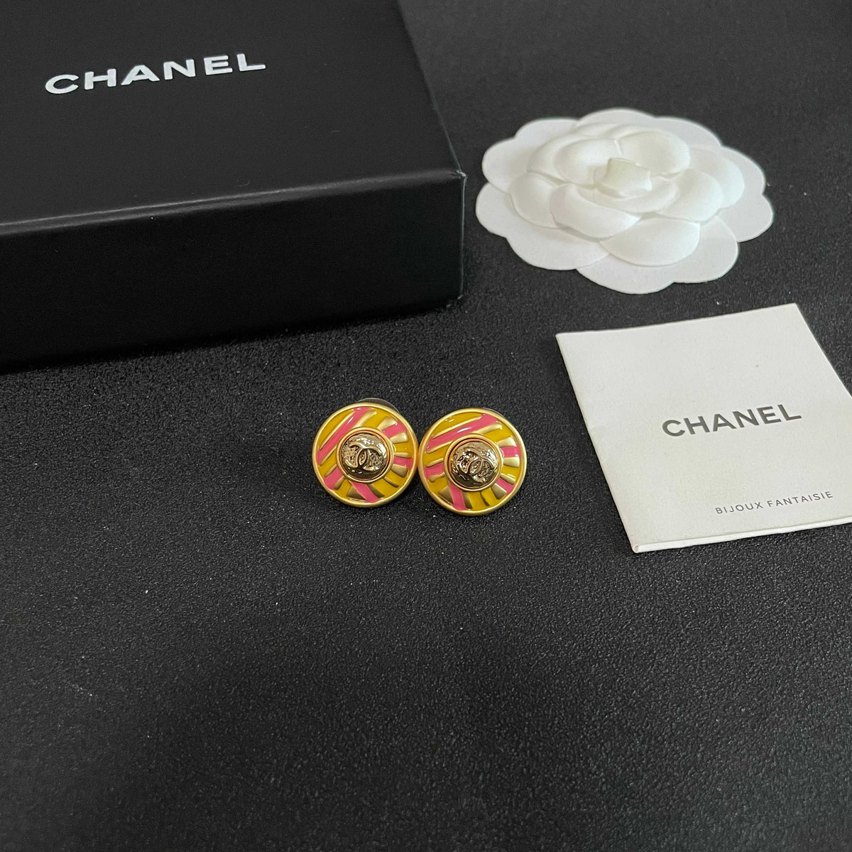 Signature Emblem Stud Earrings in Polished Metal-Tone – Design 104 styled product view