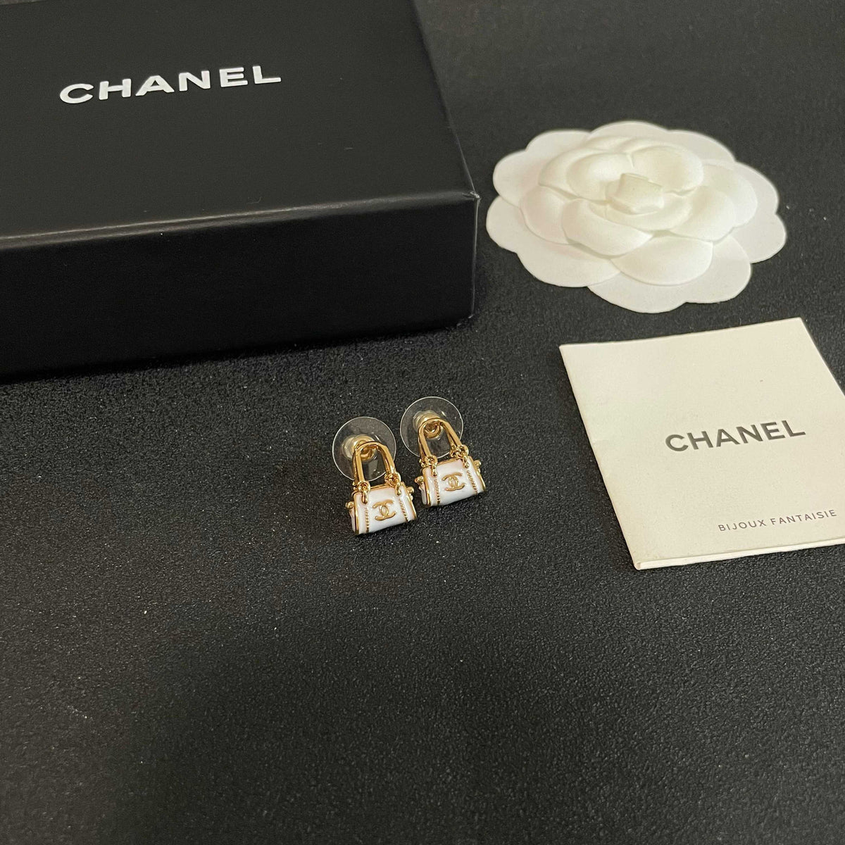 Signature Emblem Stud Earrings in Polished Metal-Tone – Design 103 styled product view