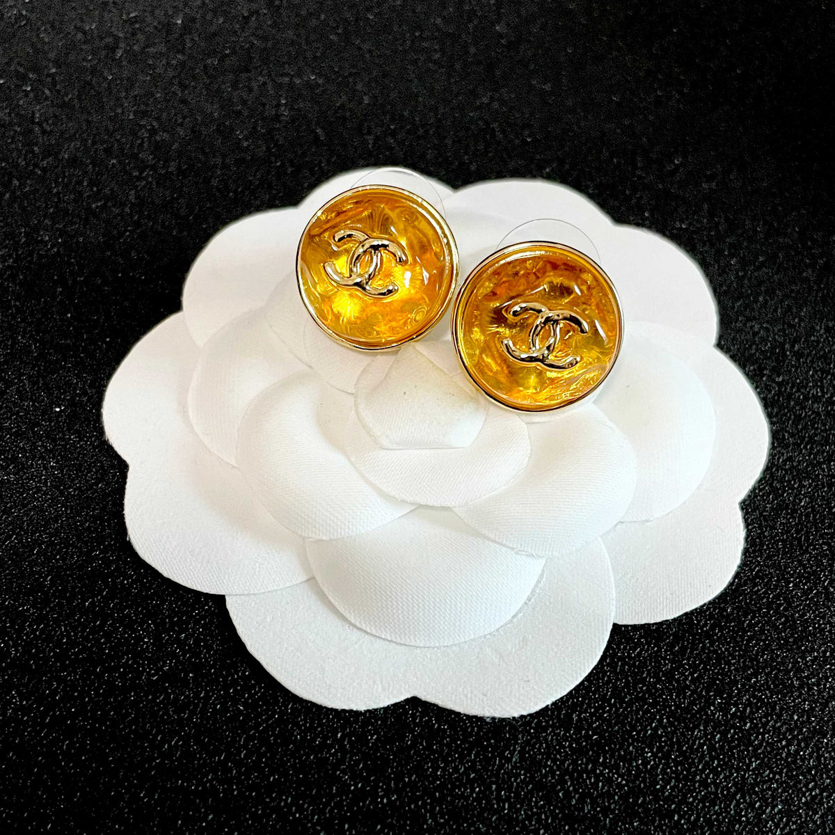 Signature Emblem Stud Earrings in Polished Metal-Tone – Design 100 front product view