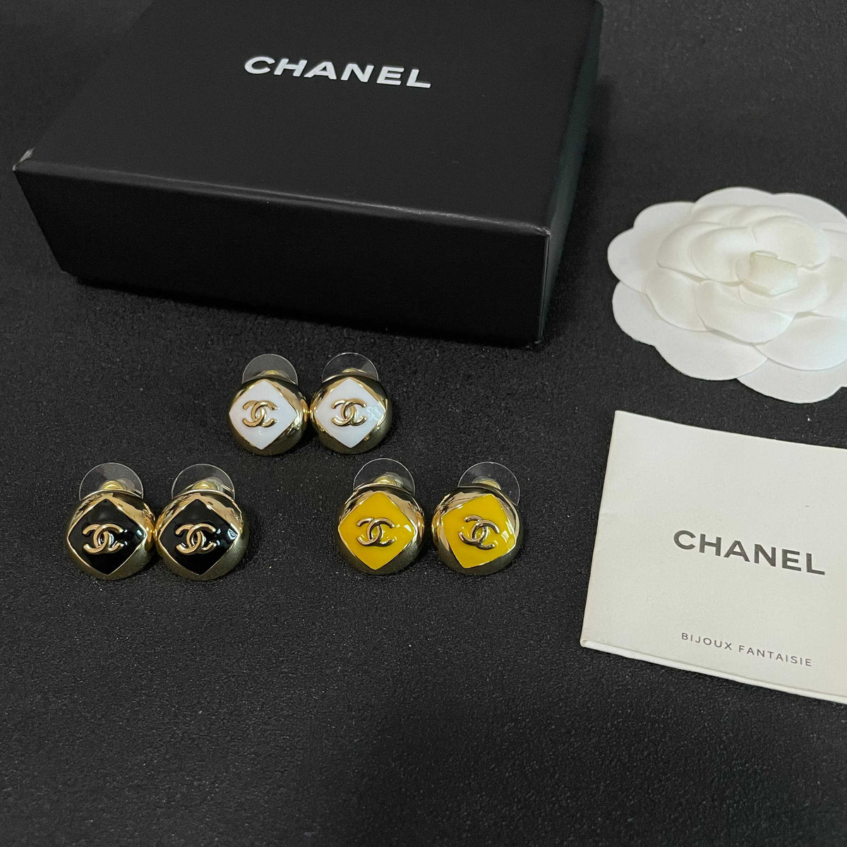 Signature Emblem Stud Earrings in Polished Metal-Tone – Design 095 side detail