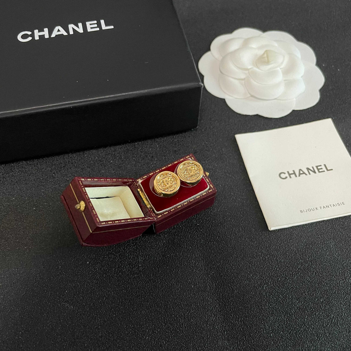 Signature Emblem Stud Earrings in Polished Metal-Tone – Design 093 styled product view