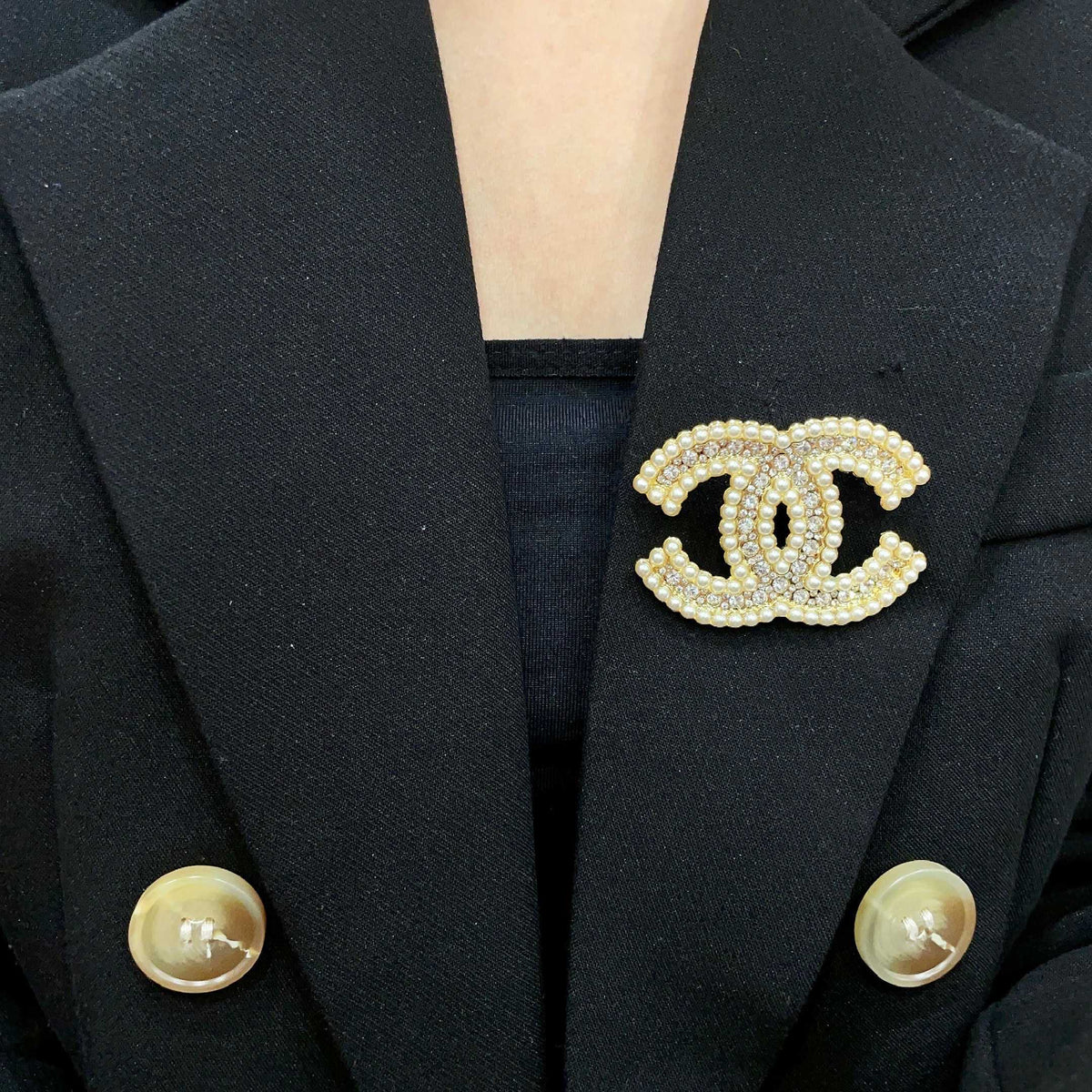 Signature Emblem Brooch in Polished Metal-Tone – Design 050 front product view
