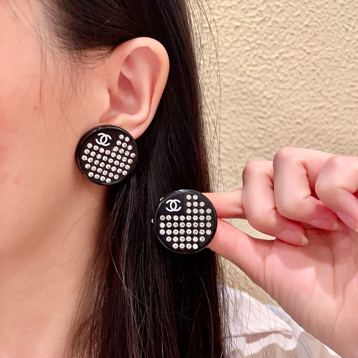 Double-C Emblem Crystal-Accent Stud Earrings – Design 062 main product view