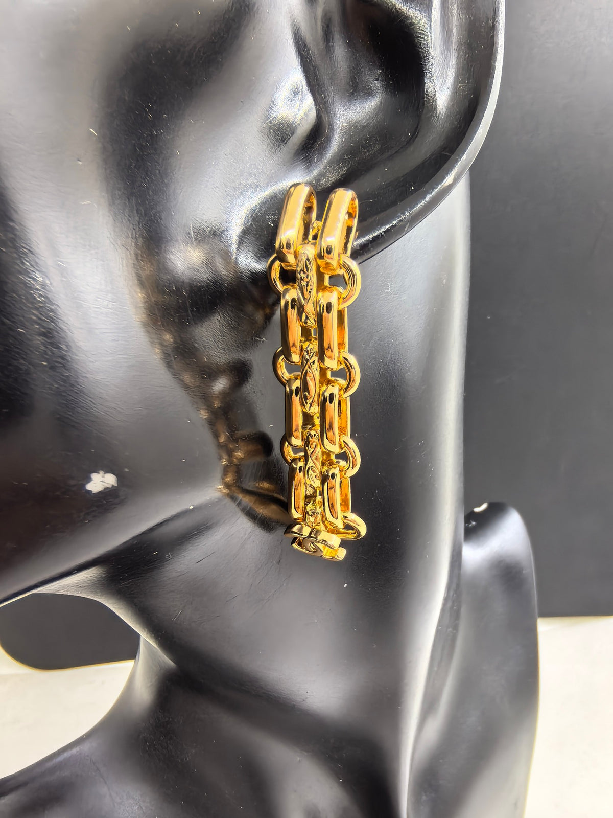 Signature Emblem Statement Earrings in Gold-Tone – Design 032 front product view