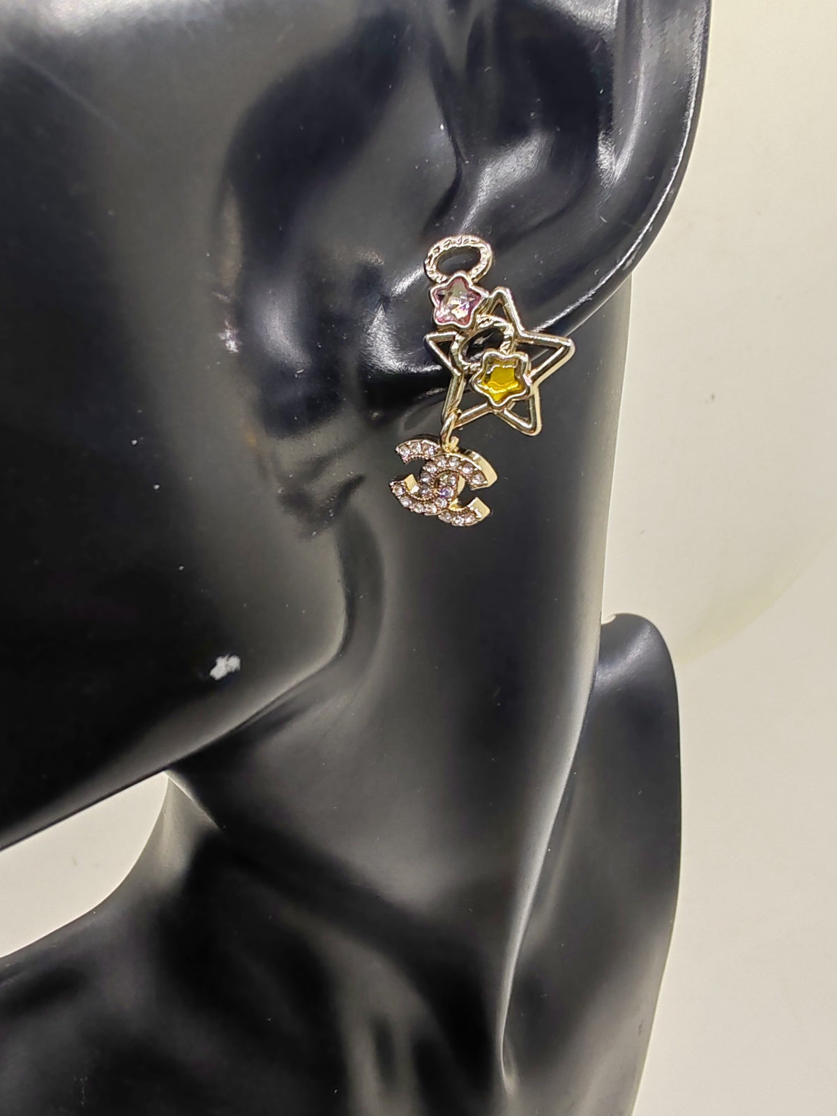 Signature Emblem Crystal-Accent Statement Earrings – Design 014 detail view