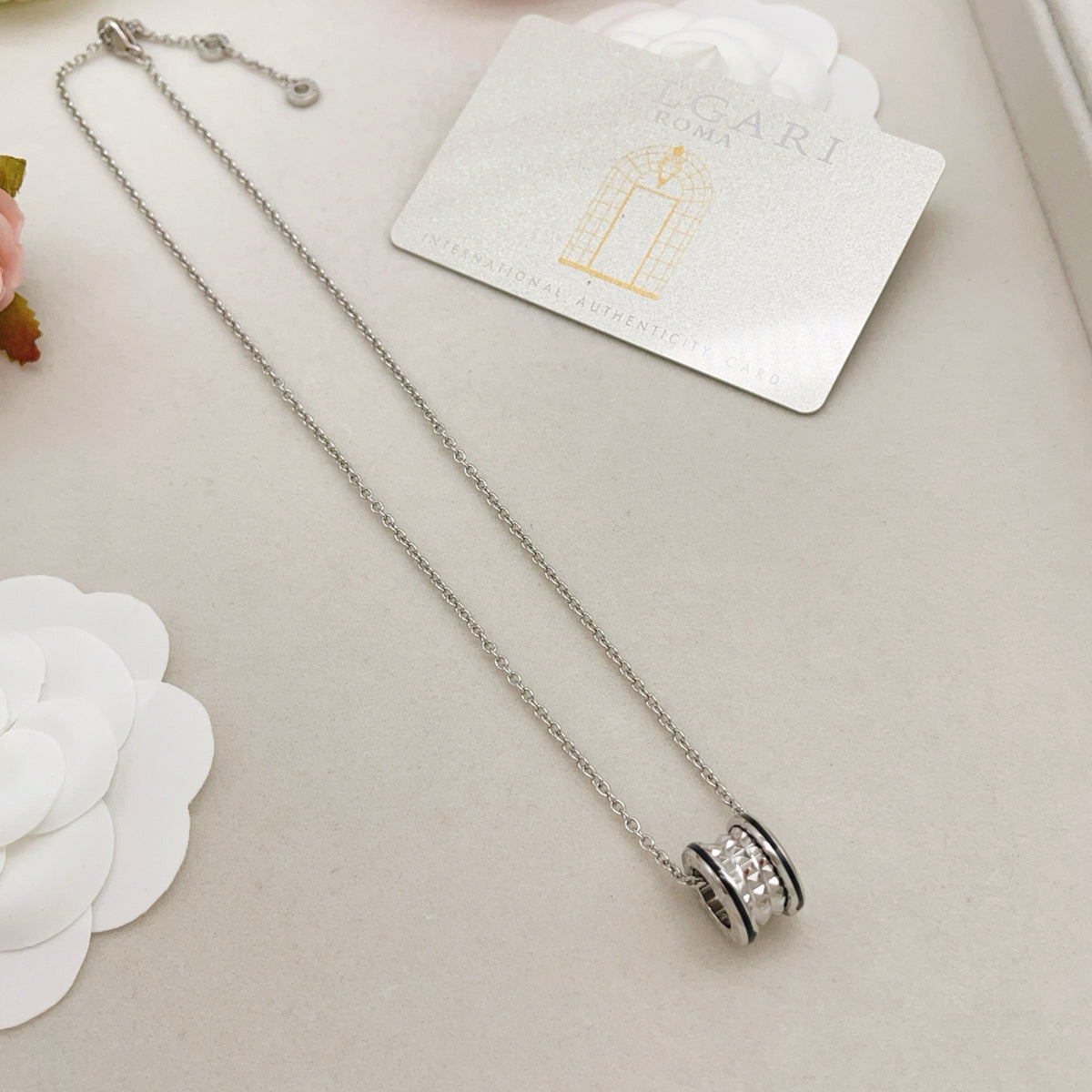 Geometric Emblem Pendant Necklace in Silver-Tone – Design 004 main product view