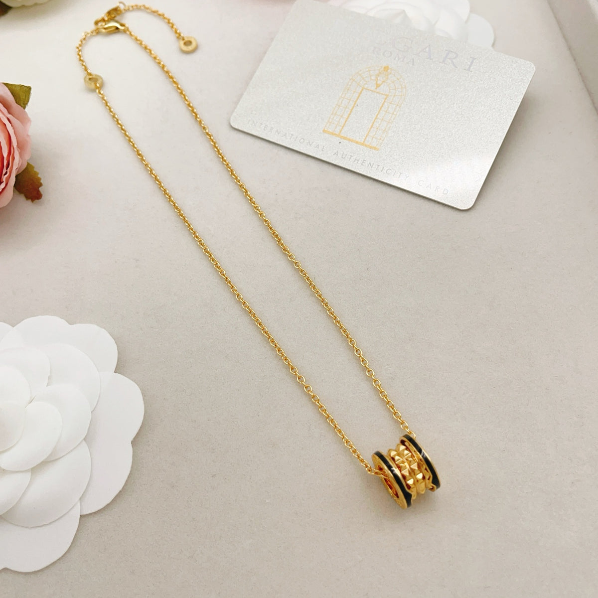 Geometric Emblem Pendant Necklace in Gold-Tone – Design 008 main product view