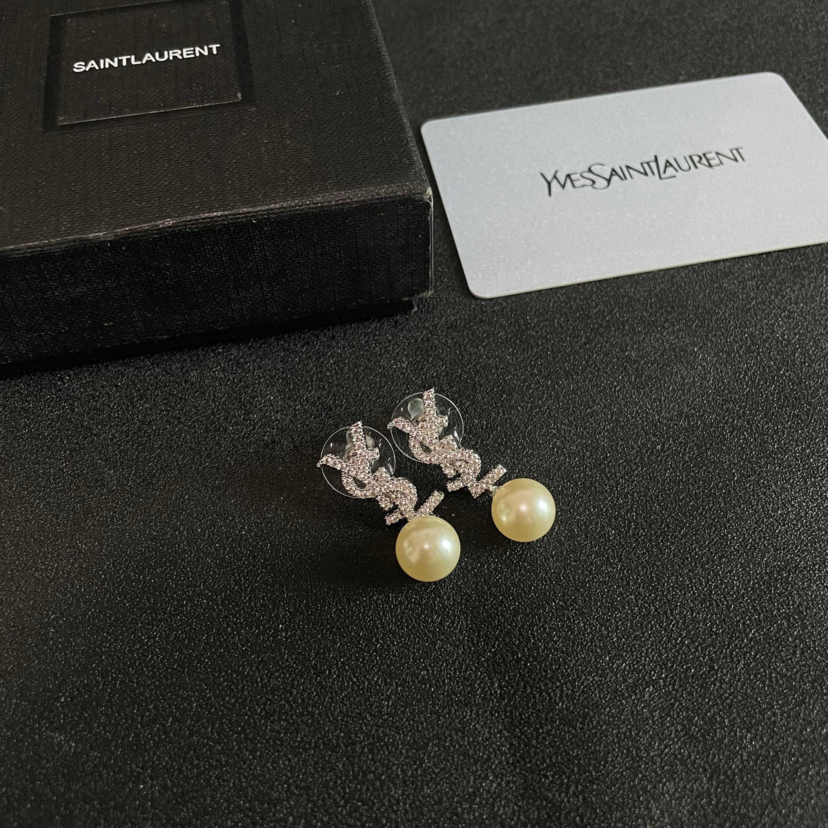 Signature Emblem Stud Earrings in Silver-Tone – Design 029 styled product view