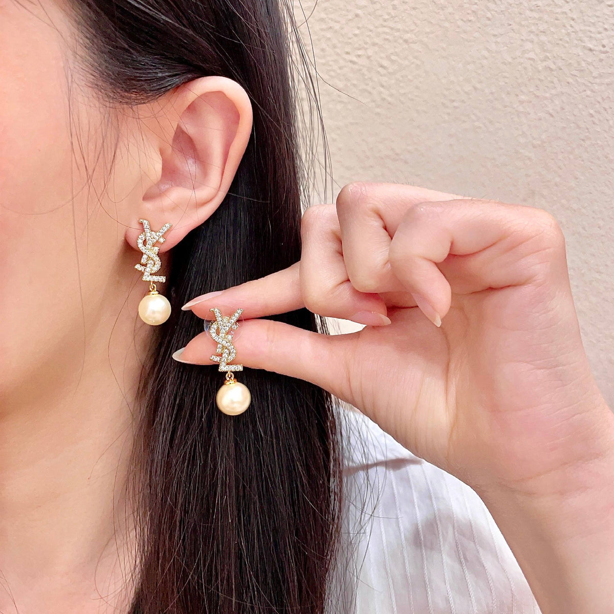 Signature Emblem Stud Earrings in Silver-Tone – Design 028 main product view