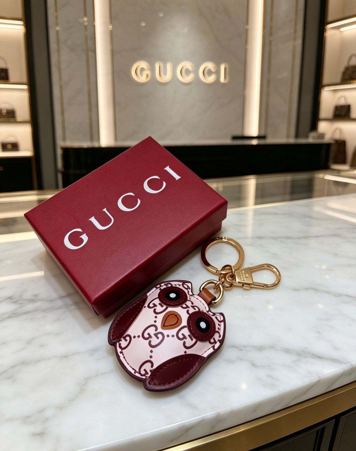 Double-G Emblem Keychain in Gold-Tone – Design 002 side detail