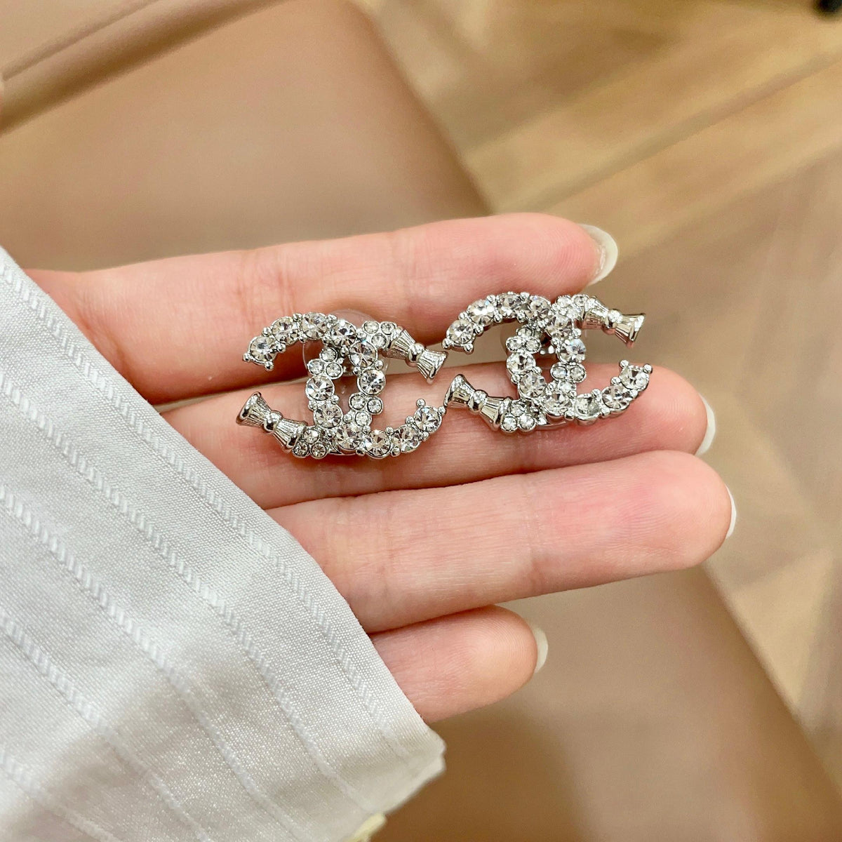 Signature Emblem Stud Earrings in Polished Metal-Tone – Design 115 side detail