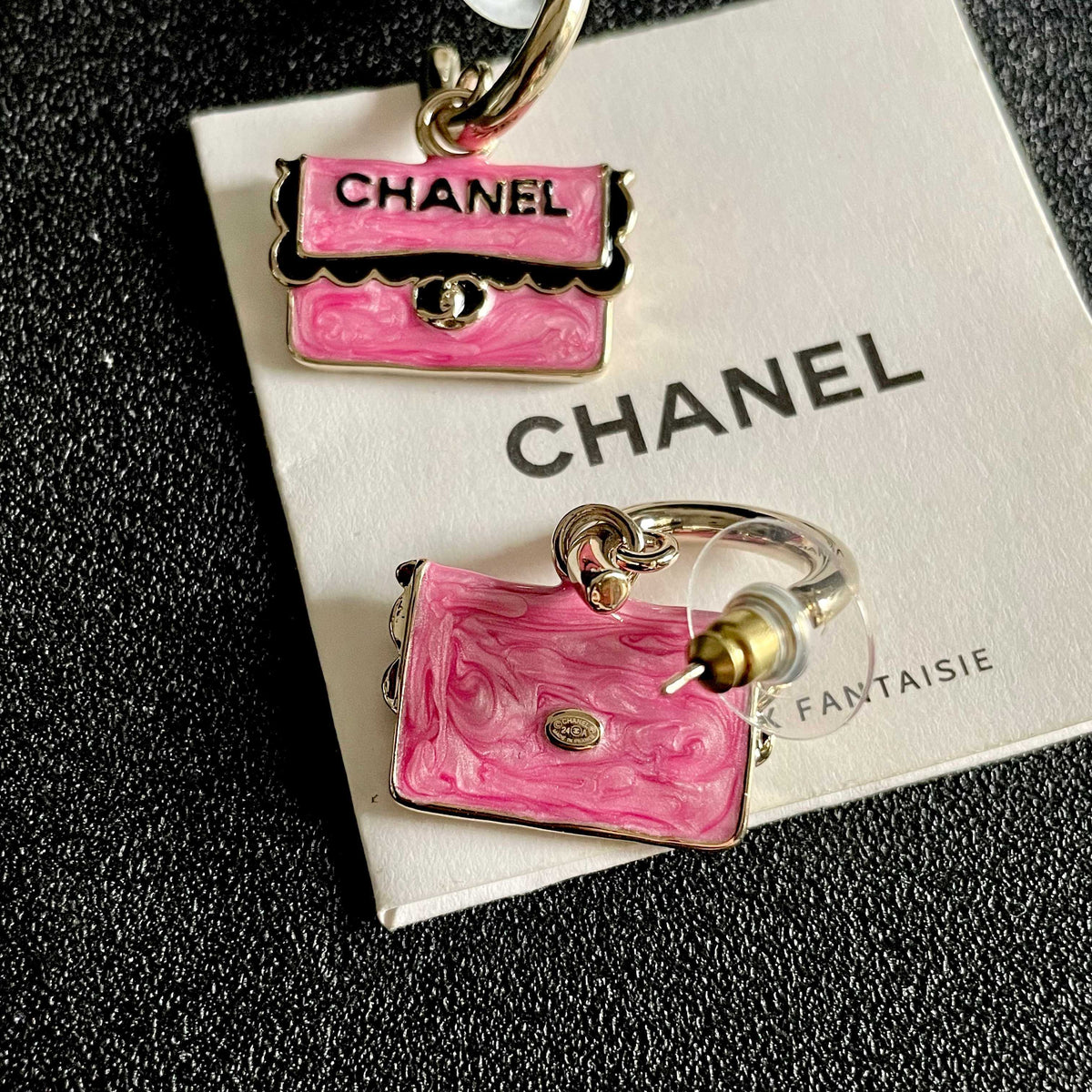 Double-C Emblem Stud Earrings in Polished Metal-Tone – Design 443 main product view