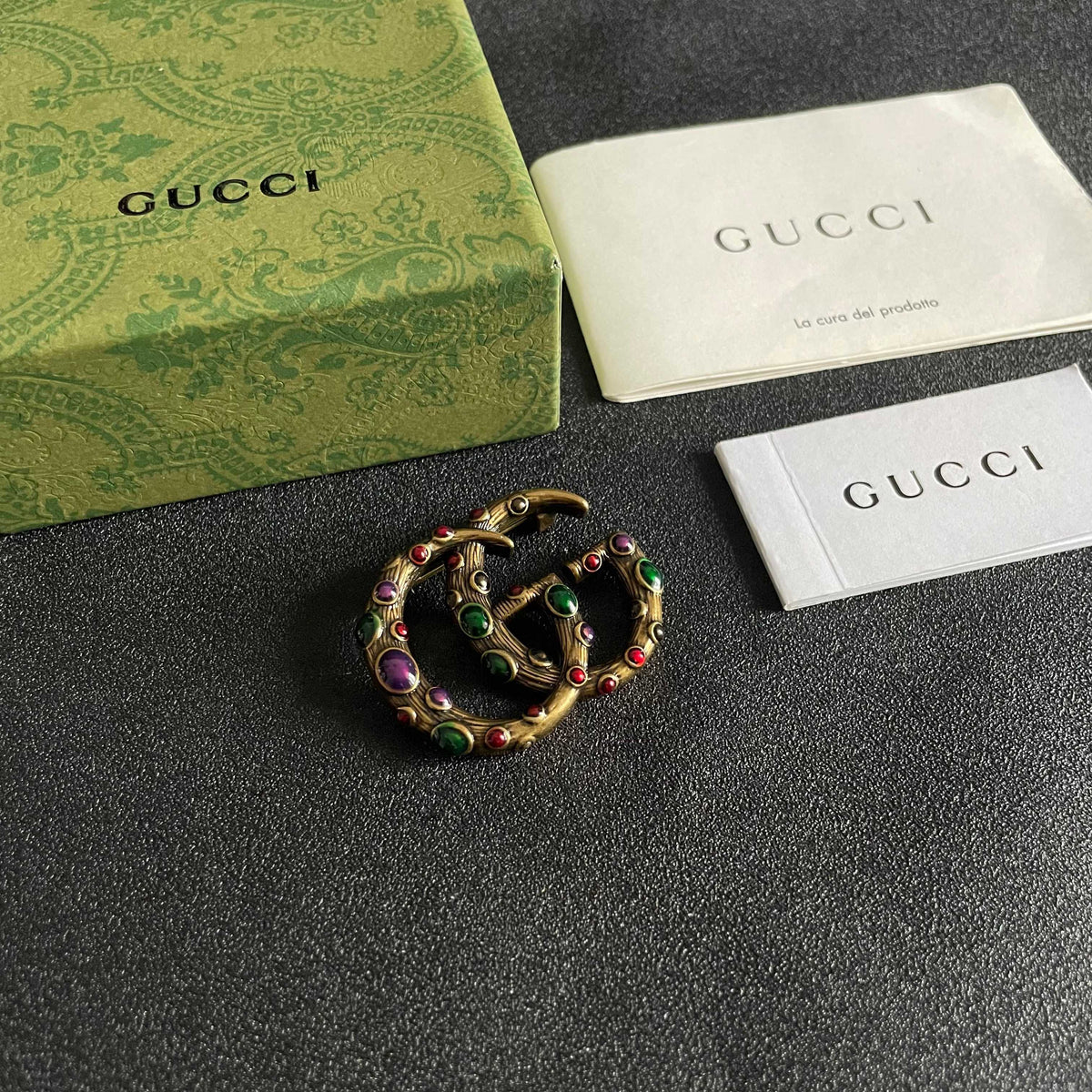 Geometric Emblem Brooch in Polished Metal-Tone – Design 006 styled product view