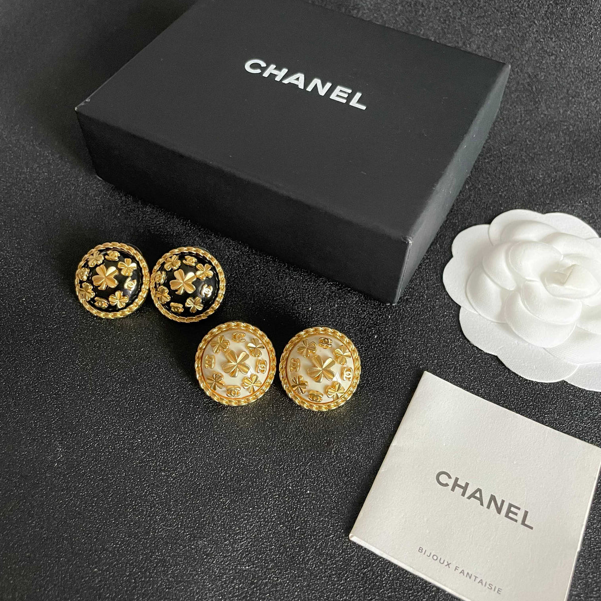 Camellia Stud Earrings in Polished Metal-Tone – Camellia Detail – Design 050 close-up detail