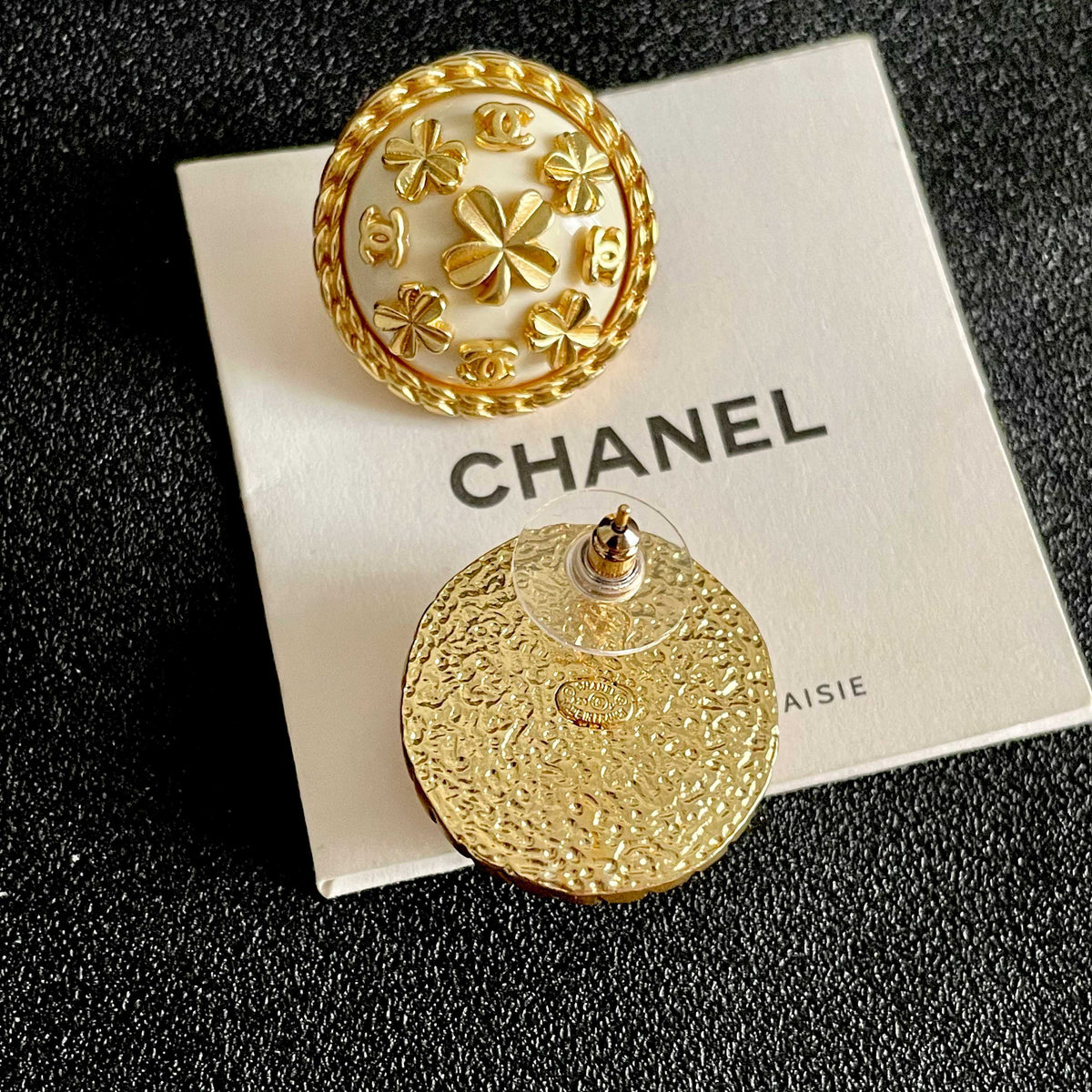 Camellia Stud Earrings in Polished Metal-Tone – Camellia Detail – Design 050 main product view