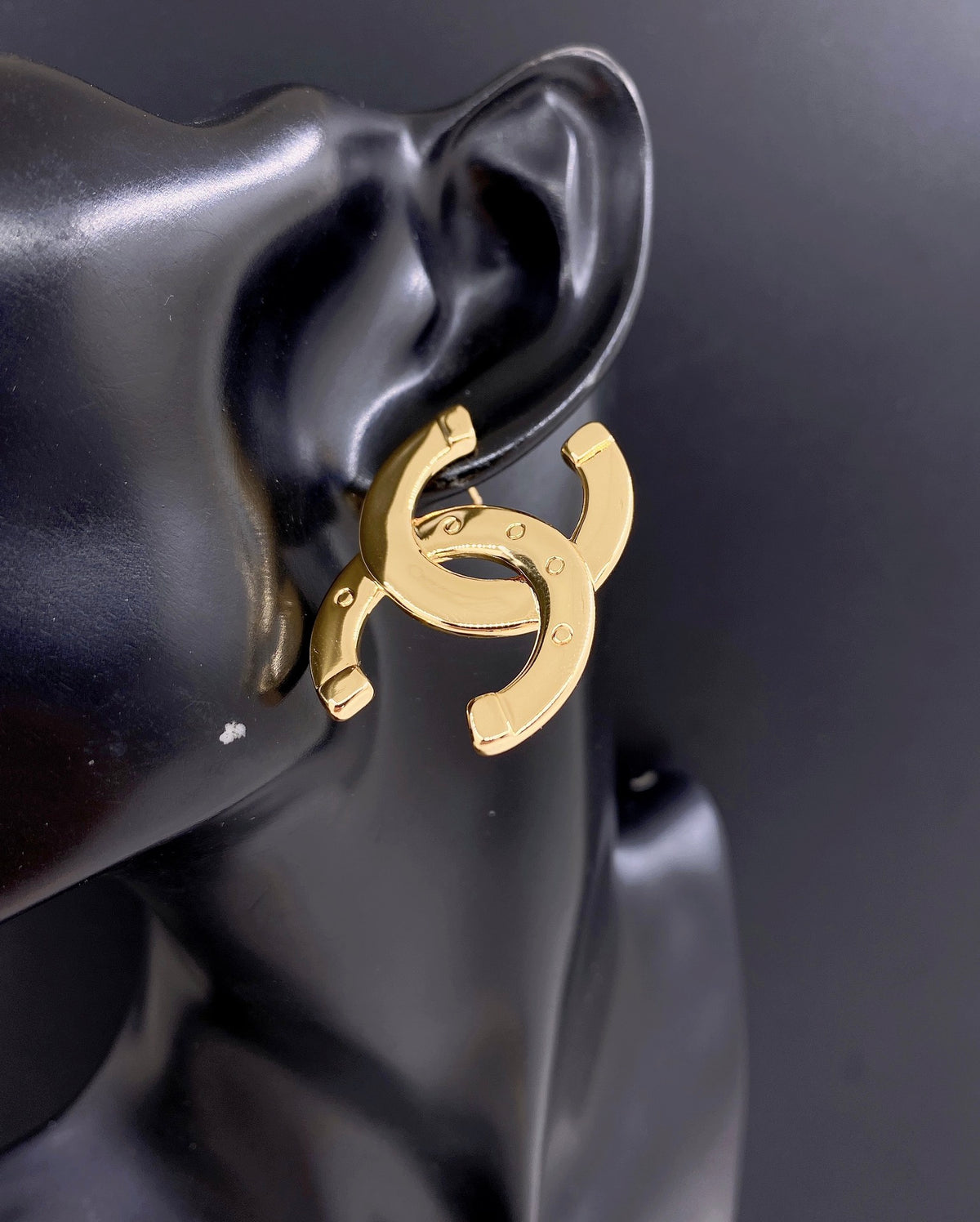 Signature Emblem Stud Earrings in Gold-Tone – Design 080 front product view