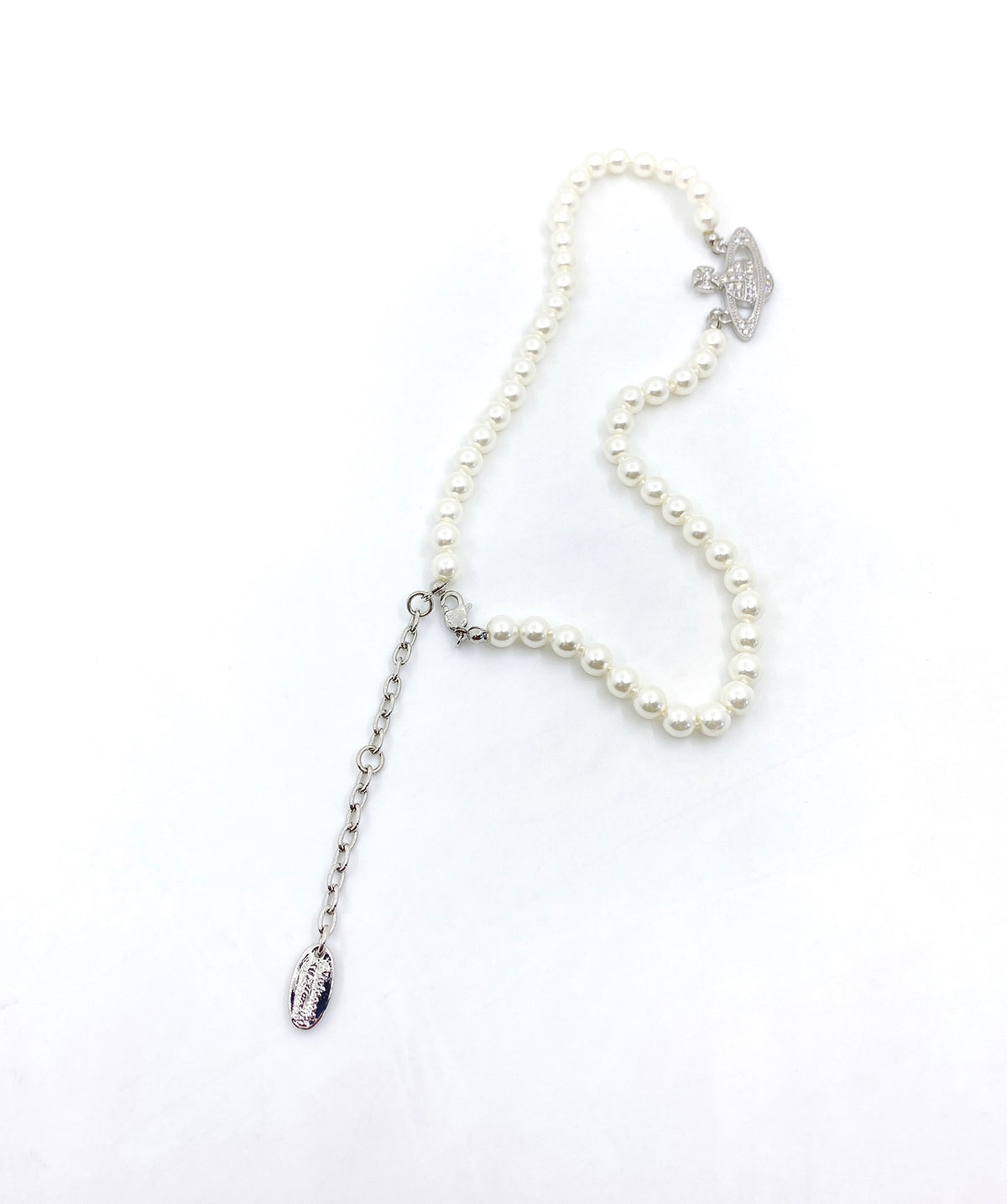 Orb Pendant Necklace in Polished Metal-Tone – Pearl Detail – Design 023 styled product view