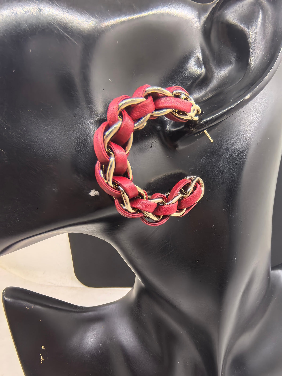Signature Emblem Jewelry Accessory in Gold-Tone – Red Detail – Design 002 front product view