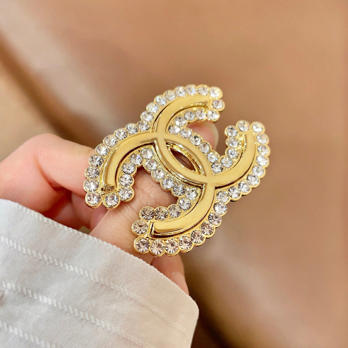 Signature Emblem Brooch in Polished Metal-Tone – Design 015 detail view