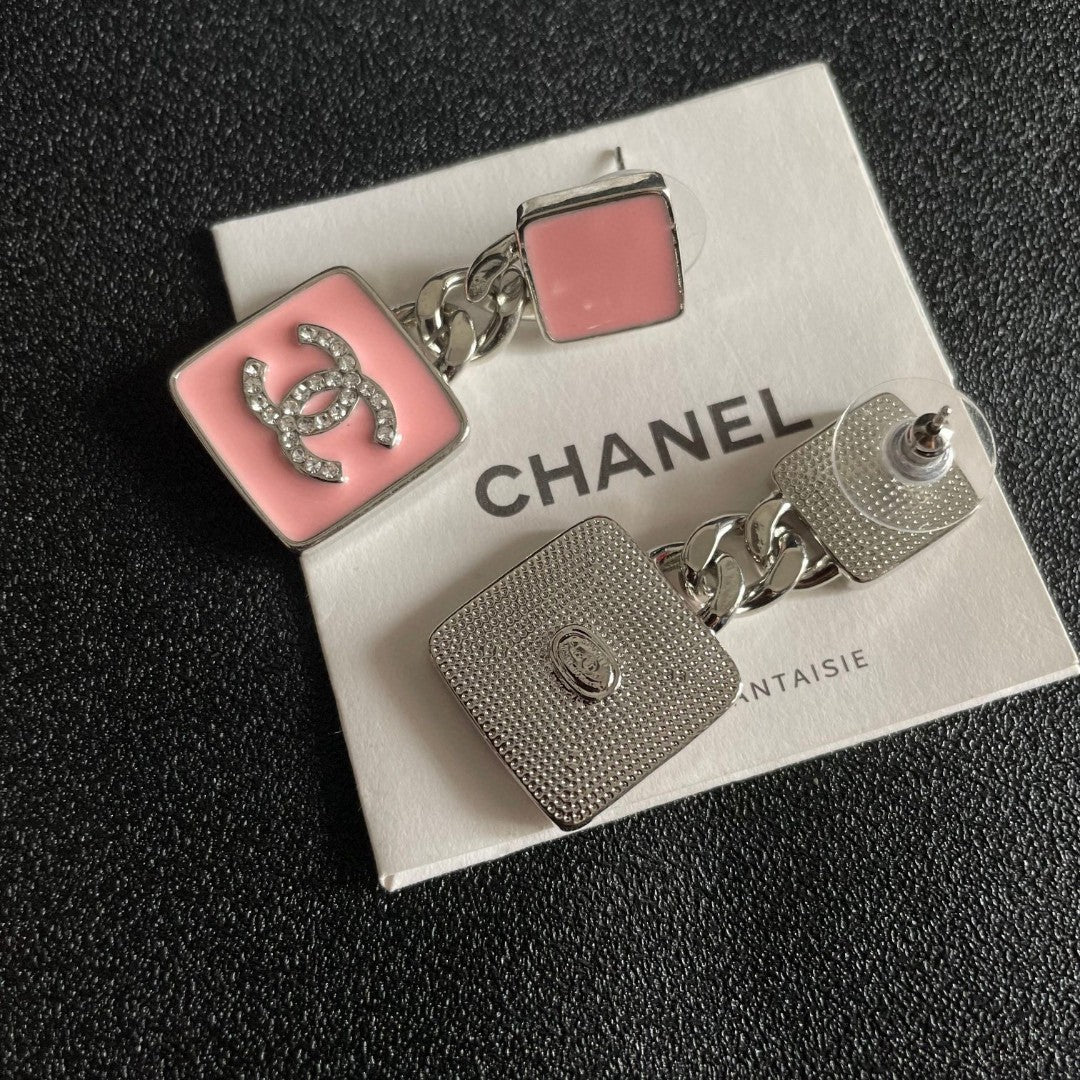 Double-C Emblem Statement Earrings in Polished Metal-Tone – Design 074 main product view