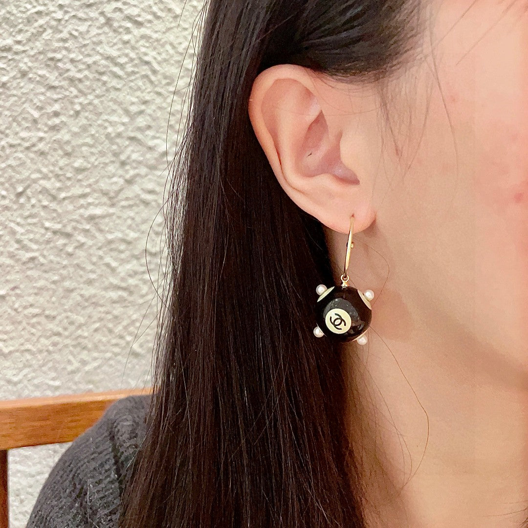 Double-C Emblem Statement Earrings in Polished Metal-Tone – Design 067 detail view