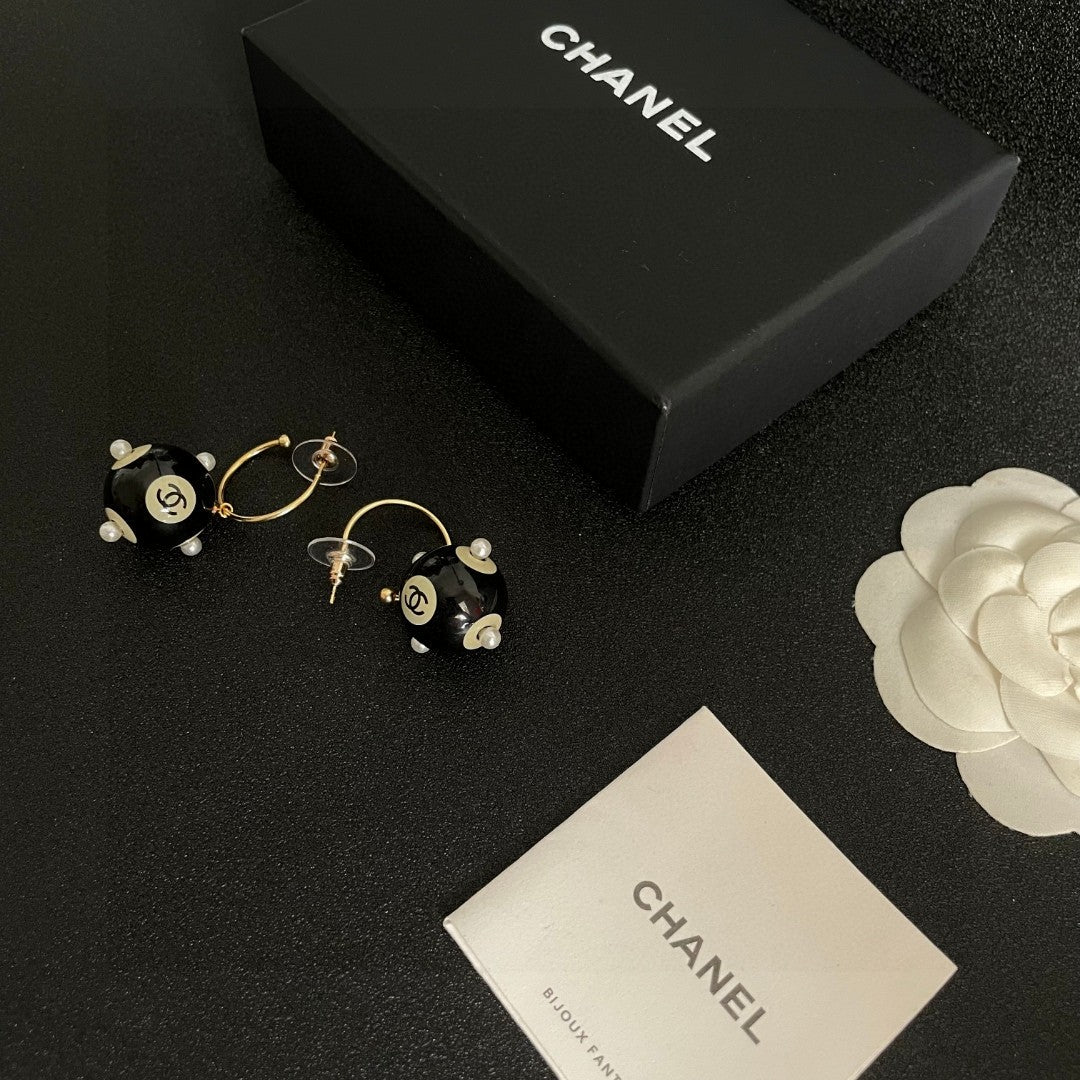 Double-C Emblem Statement Earrings in Polished Metal-Tone – Design 073 close-up detail