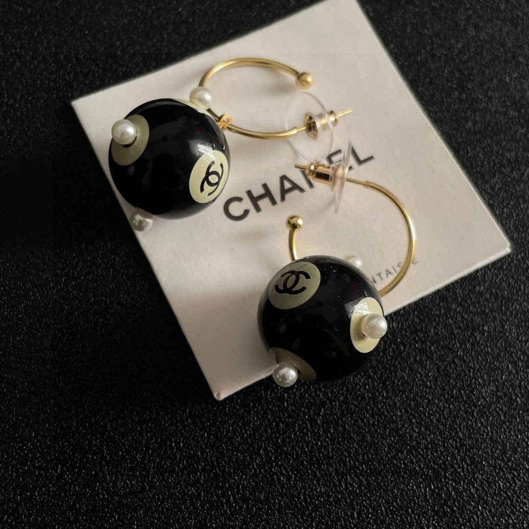 Double-C Emblem Statement Earrings in Polished Metal-Tone – Design 067 main product view