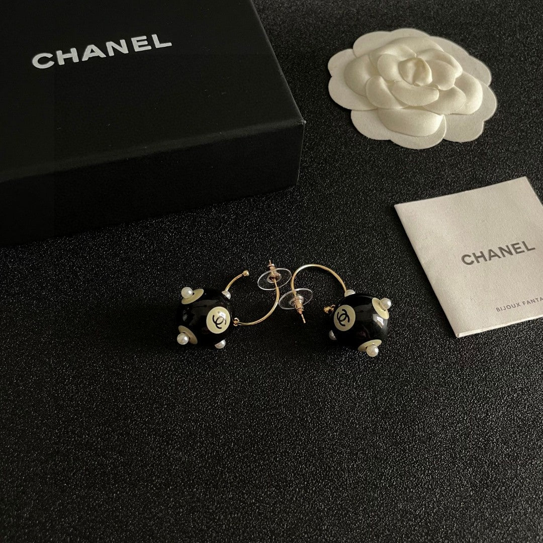 Double-C Emblem Statement Earrings in Polished Metal-Tone – Design 073 styled product view