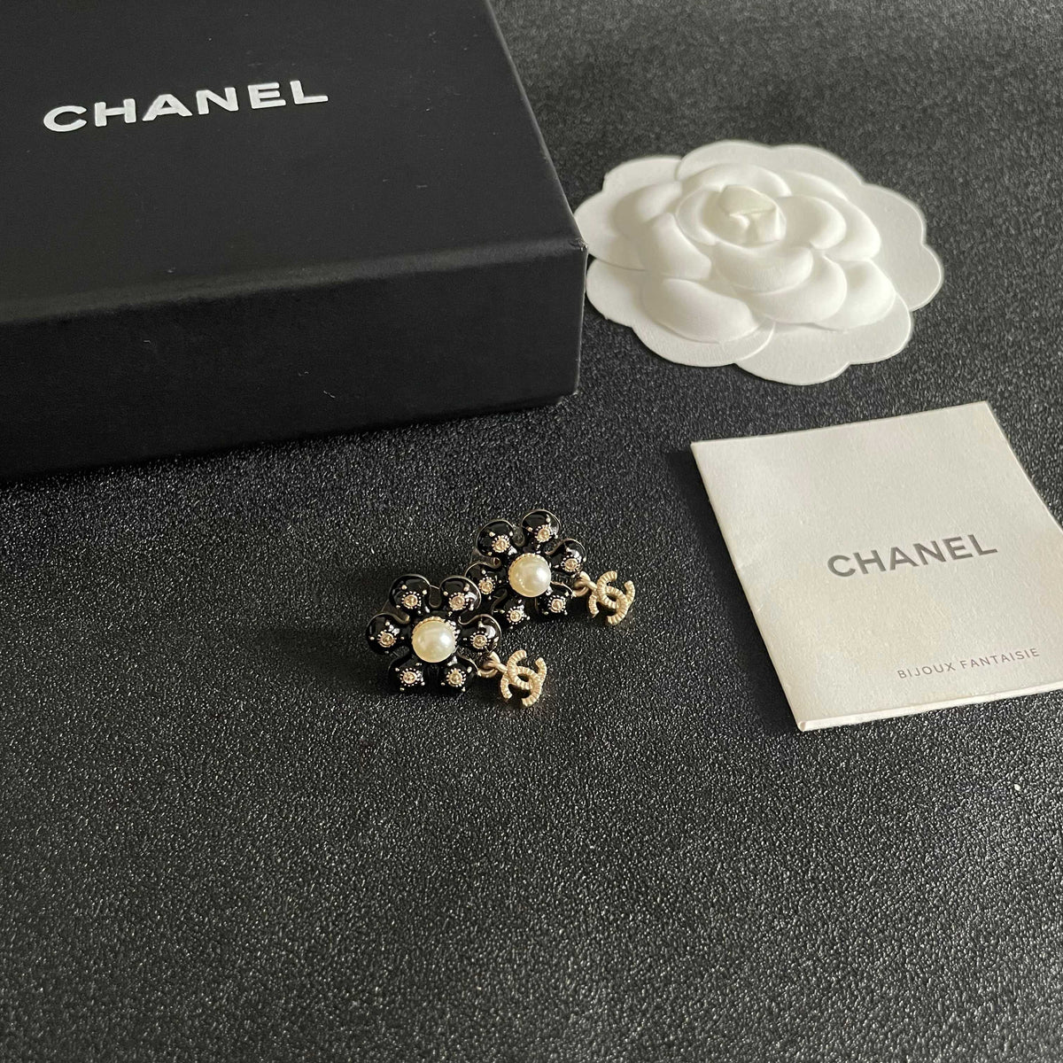 Camellia Stud Earrings in Polished Metal-Tone – Camellia Detail – Design 052 styled product view