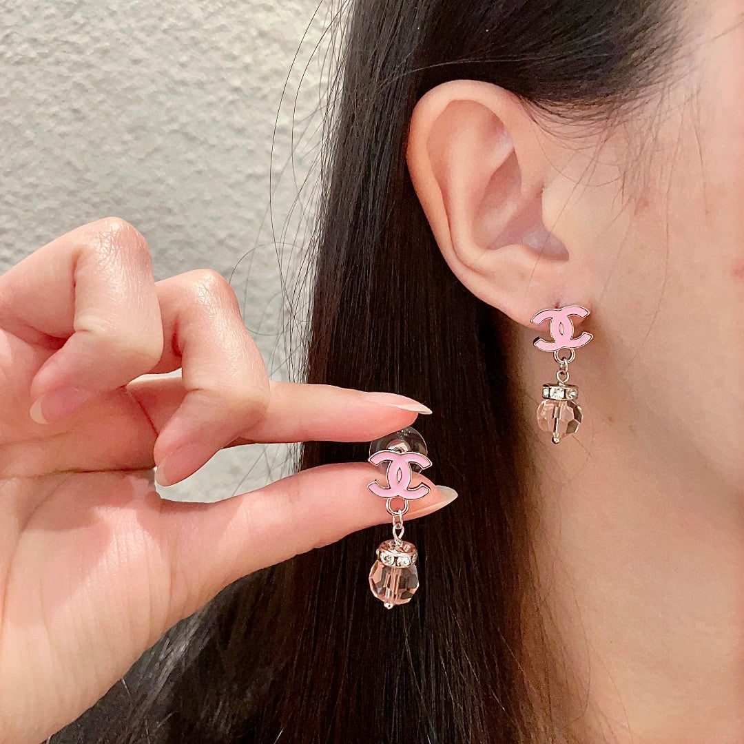 Double-C Emblem Statement Earrings in Polished Metal-Tone – Design 066 main product view