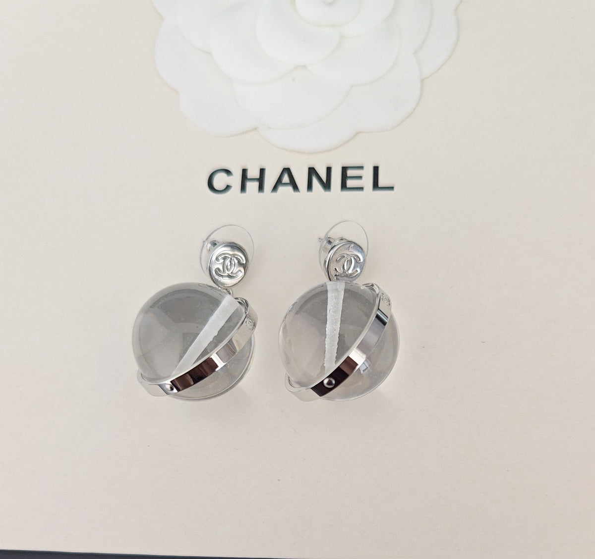 Signature Emblem Statement Earrings in Gold-Tone – White Detail – Design 002 side detail