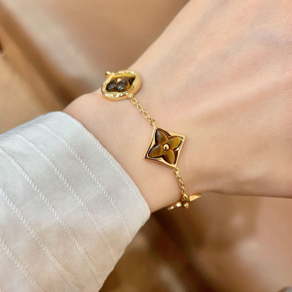 Geometric Emblem Bracelet in Gold-Tone – Design 029 main product view