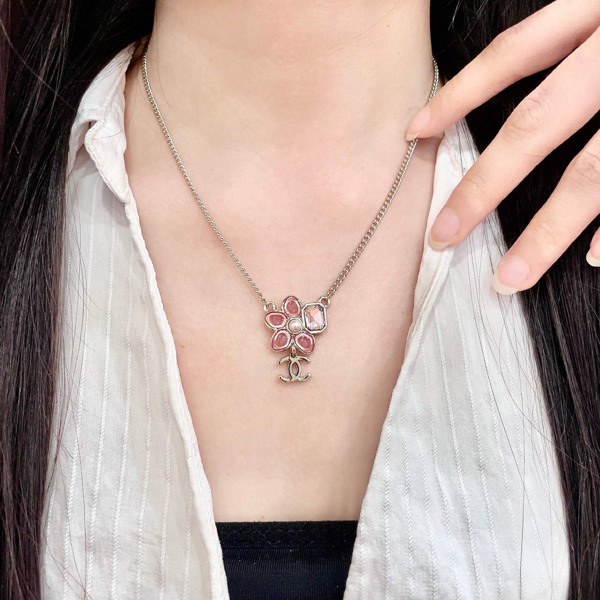 Signature Emblem Pendant Necklace in Polished Metal-Tone – Design 033 main product view