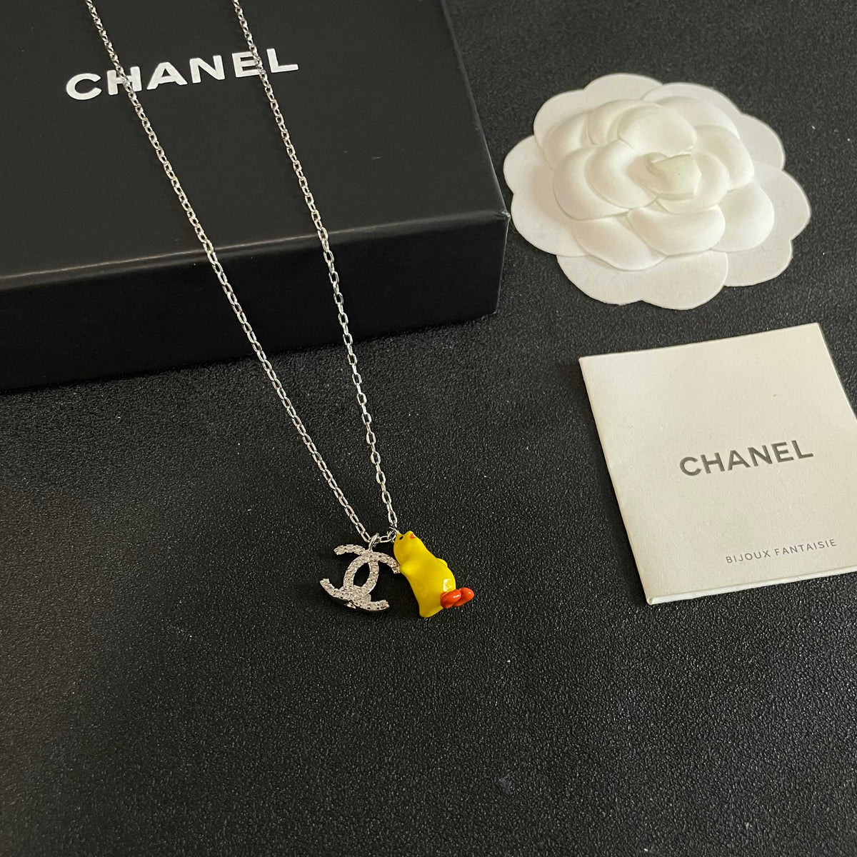 Signature Emblem Pendant Necklace in Polished Metal-Tone – Design 032 styled product view