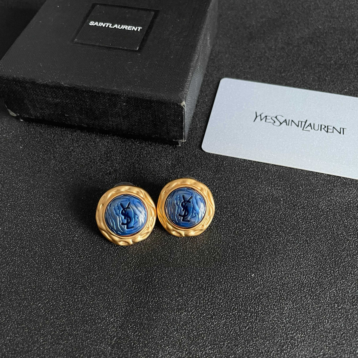 Signature Emblem Stud Earrings in Silver-Tone – Design 015 close-up detail