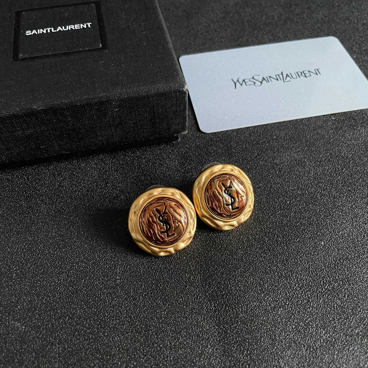 Signature Emblem Stud Earrings in Silver-Tone – Design 013 styled product view