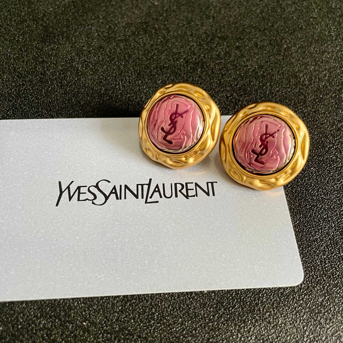 Signature Emblem Stud Earrings in Silver-Tone – Design 012 front product view