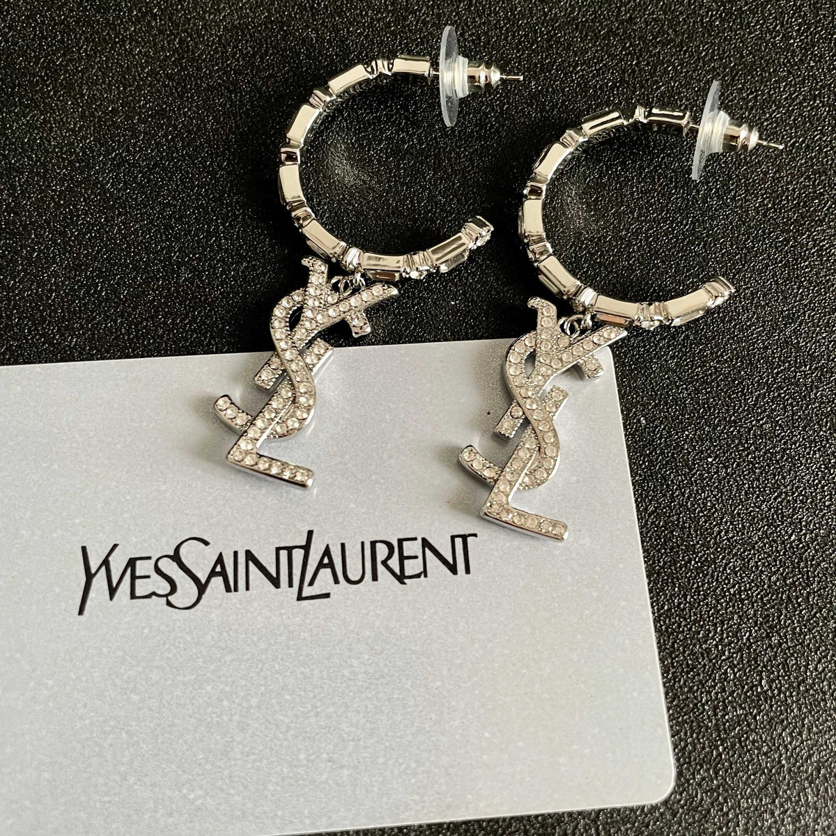 Geometric Emblem Stud Earrings in Silver-Tone – Vintage Detail – Design 002 front product view