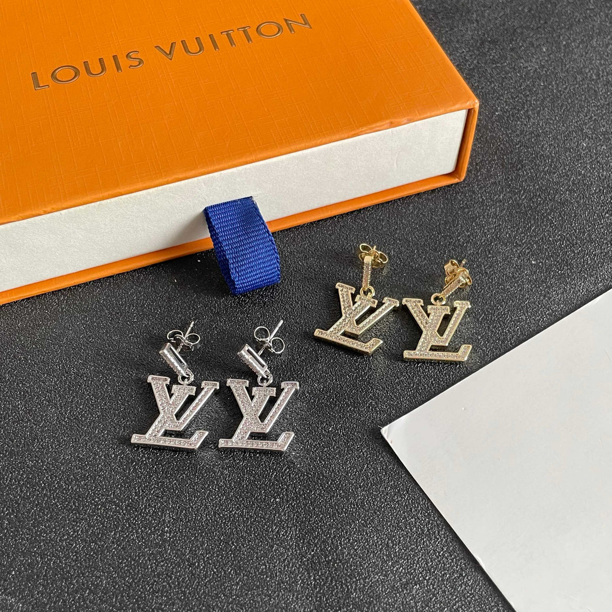 Geometric Emblem Stud Earrings in Polished Metal-Tone – Design 007 side detail