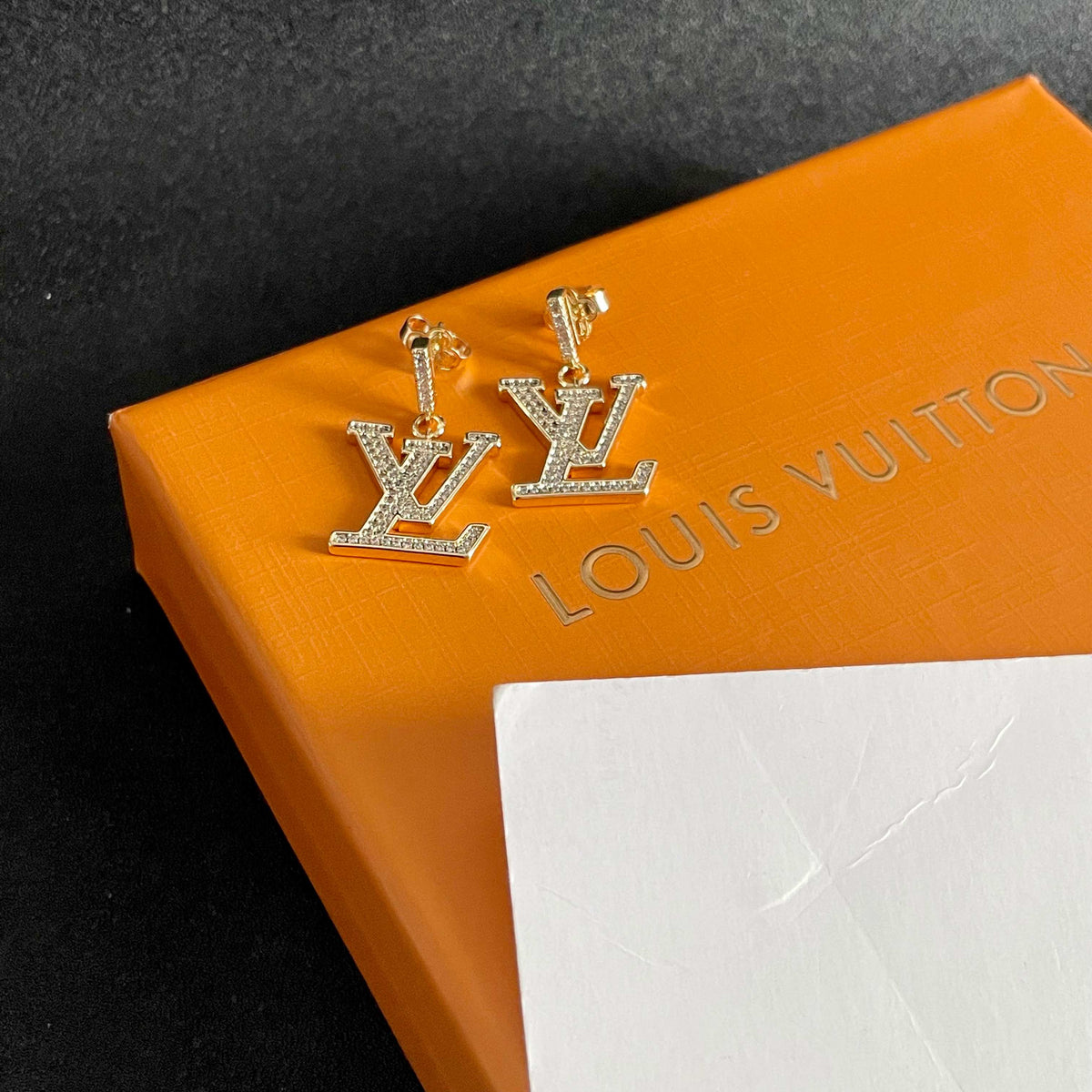 Geometric Emblem Stud Earrings in Polished Metal-Tone – Design 007 styled product view