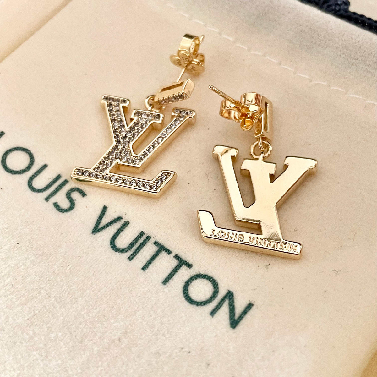 Geometric Emblem Stud Earrings in Polished Metal-Tone – Design 007 front product view