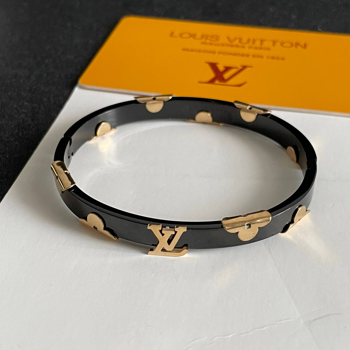 Geometric Emblem Bangle in Polished Metal-Tone – Design 002 main product view