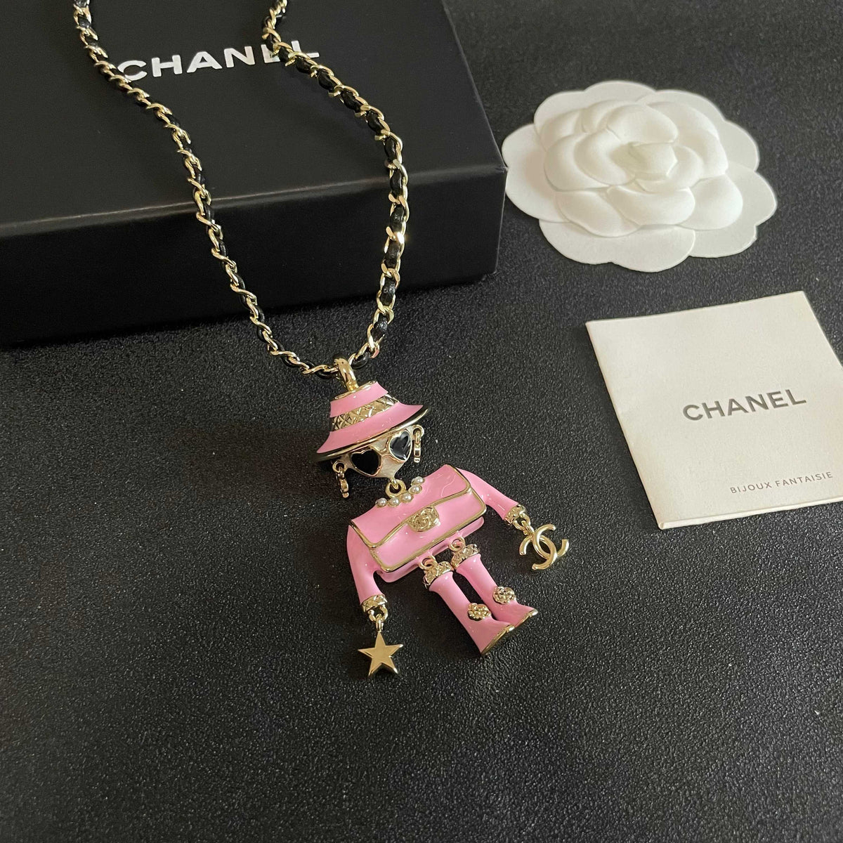 Signature Emblem Pendant Necklace in Polished Metal-Tone – Design 023 styled product view