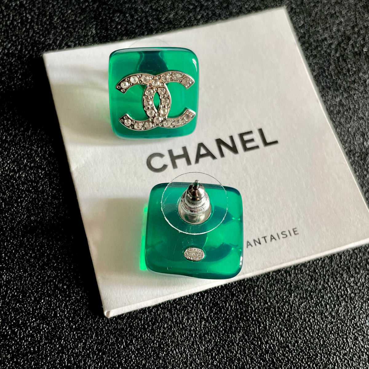 Double-C Emblem Crystal-Accent Stud Earrings – Design 004 main product view