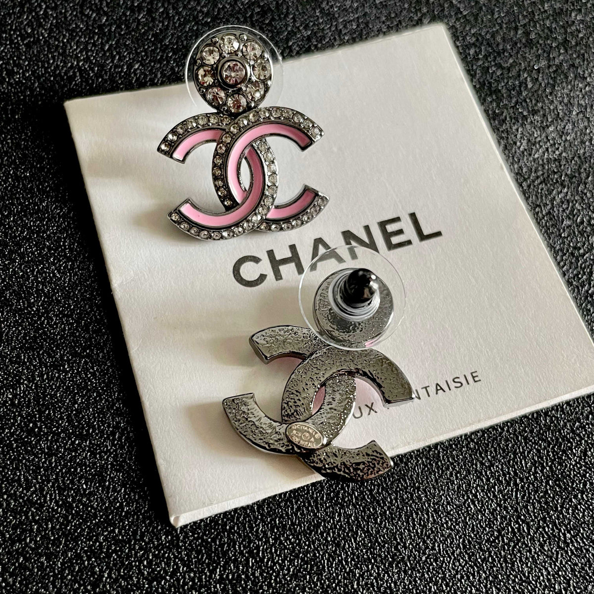 Double-C Emblem Crystal-Accent Statement Earrings – Design 007 main product view