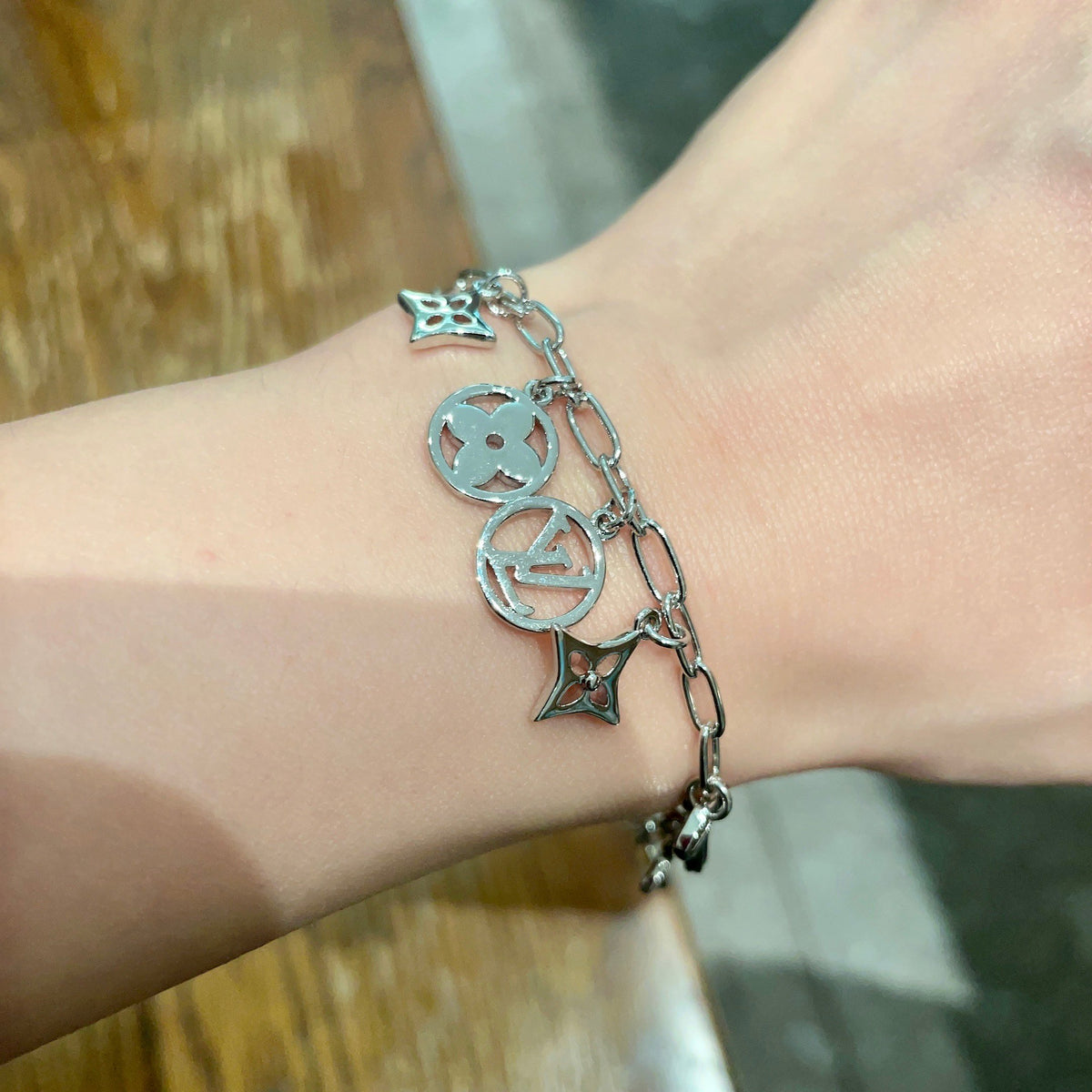 Geometric Emblem Bracelet in Polished Metal-Tone – Design 001 main product view