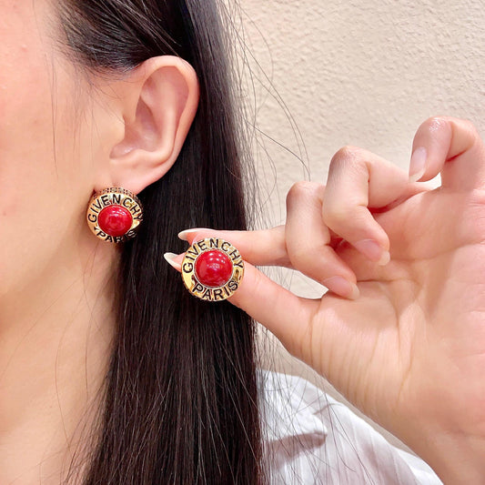 Round Emblem Stud Earrings main product view