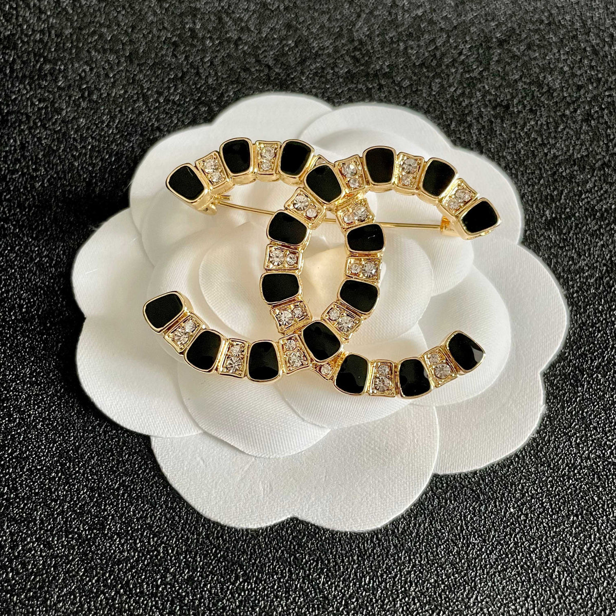 Signature Emblem Brooch in Polished Metal-Tone – Design 010 front product view