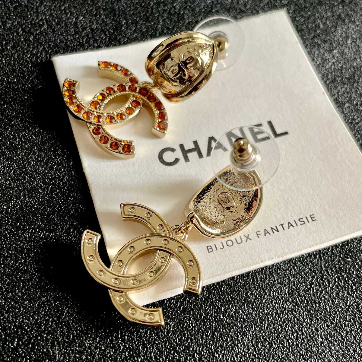 Double-C Emblem Crystal-Accent Statement Earrings – Design 005 main product view
