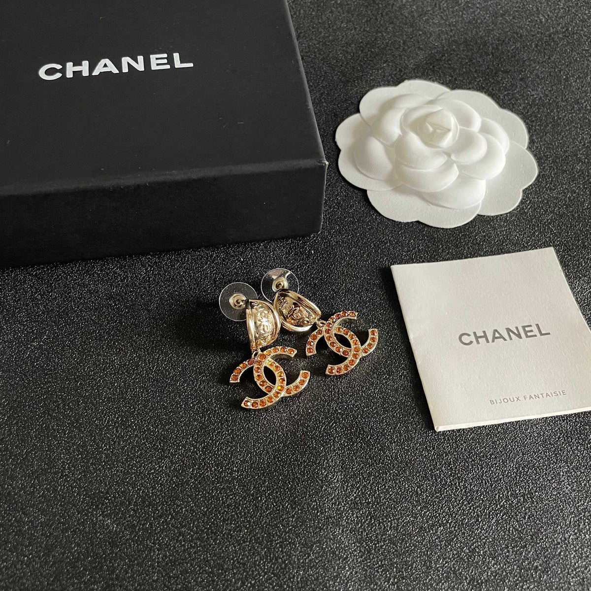 Double-C Emblem Crystal-Accent Statement Earrings – Design 005 styled product view